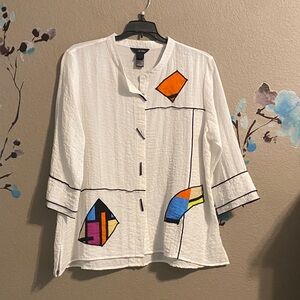 Ali Miles abstract pop art Colorblock patchwork tunic XL